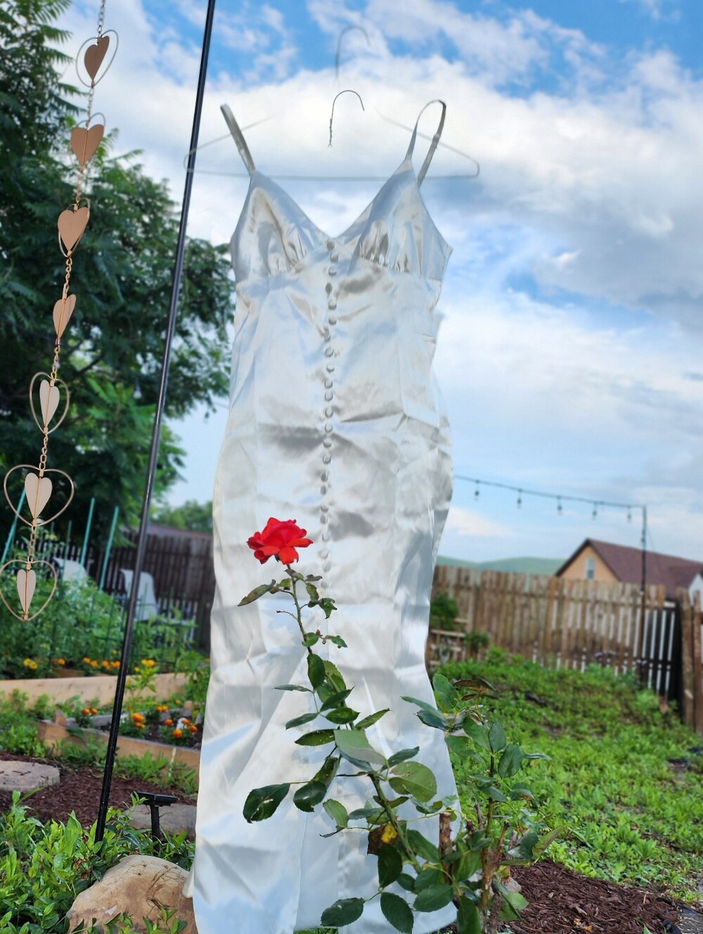 Satin Button-Front Slip Dress in White